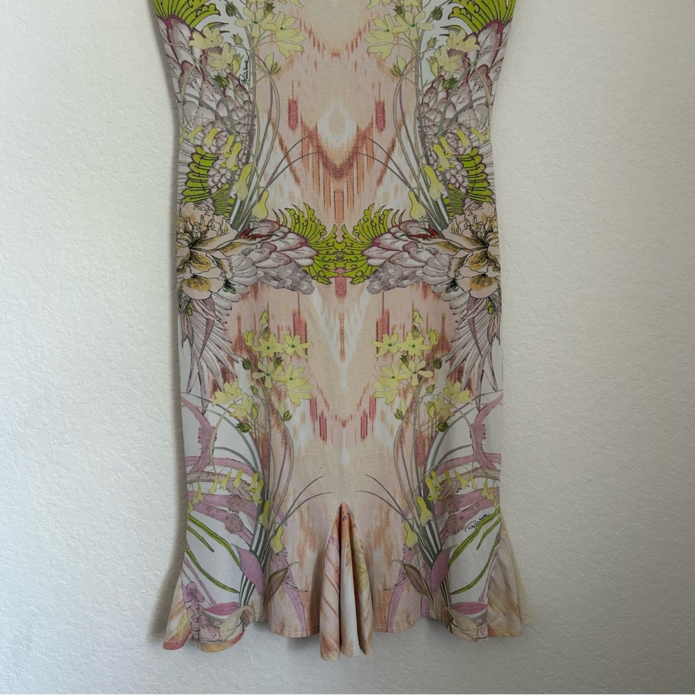 Roberto Cavalli Floral Print Midi Dress - Cream and Green - Picture 2 of 7